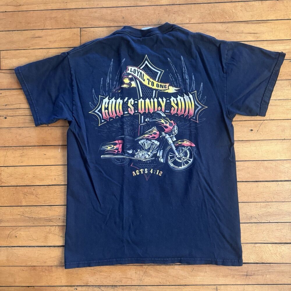 Loyal To One God's Only Son Black T Shirt Medium  Acts 4:12 2010 Fresno